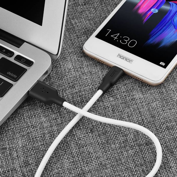 Кабель HOCO X21 USB to Micro 2A, 1m, silicone, TPE connectors, Black+White (6957531071389)
