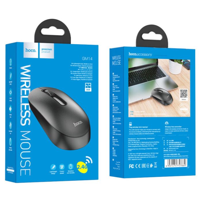 Маніпулятор миша HOCO GM14 Platinum 2.4G business wireless mouse Black (6931474757869)