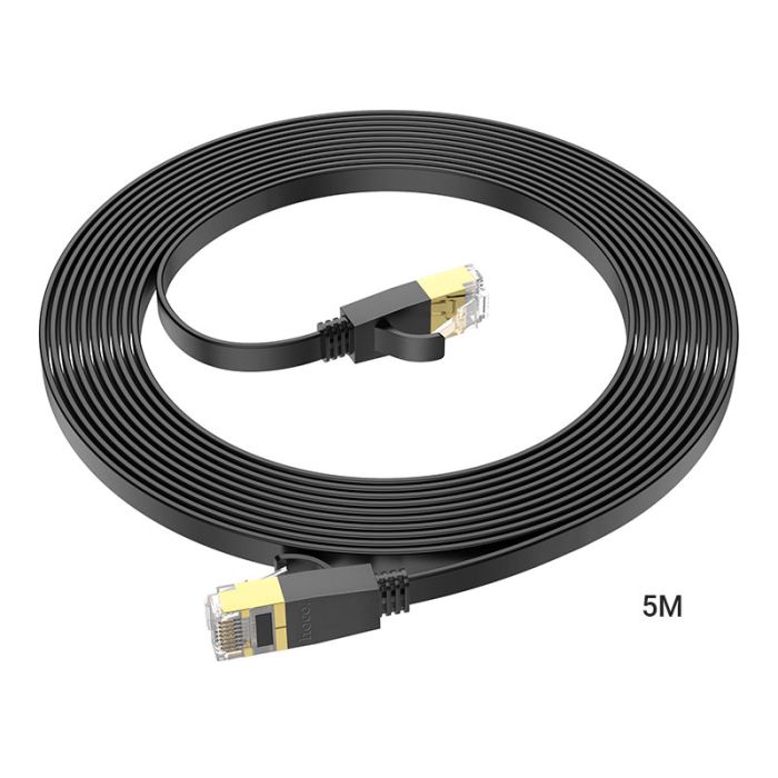 Мережевий кабель HOCO US07 General pure copper flat network cable(L=5M) Black (6931474780706)