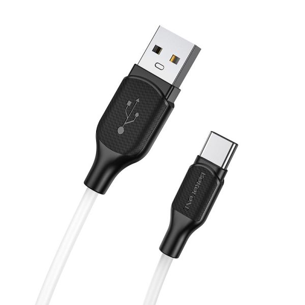 Кабель BOROFONE BX42 USB to Type-C 3A, 1m, silicone, TPE connectors, White (6931474736772)