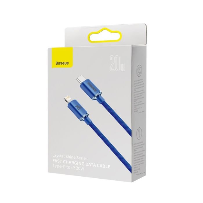 Кабель Baseus Crystal Shine Series Fast Charging Data Cable Type-C to iP 20W 1.2m Blue (CAJY000203)