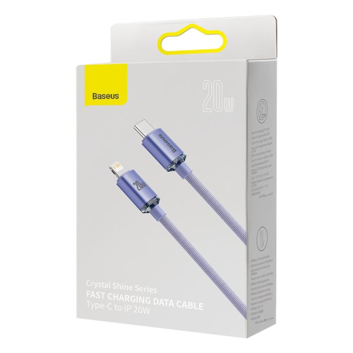 Кабель Baseus Crystal Shine Series Fast Charging Data Cable Type-C to iP 20W 1.2m Purple (CAJY000205)