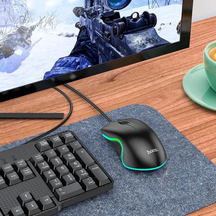 Миша HOCO GM19 Enjoy gaming luminous wired mouse Black (6931474784131)