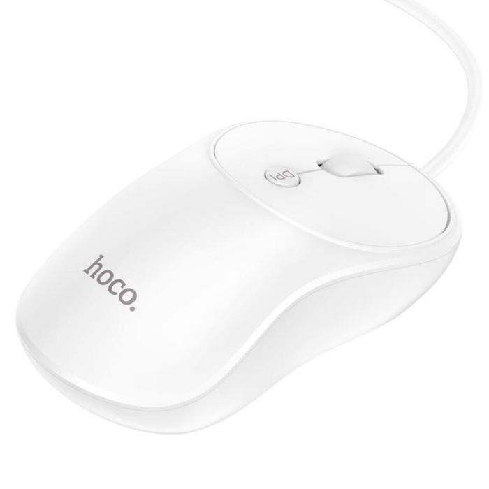 Миша HOCO GM13 Esteem business wired mouse White (6931474757852)