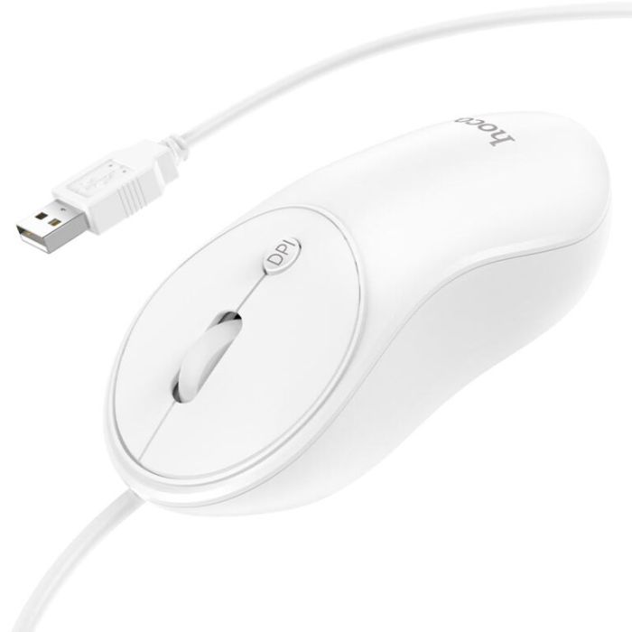 Миша HOCO GM13 Esteem business wired mouse White (6931474757852)
