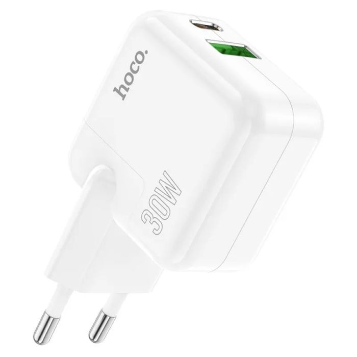 Мережевий зарядний пристрій HOCO C111A Lucky dual-port PD30W+QC3.0 charger White (6931474790866)
