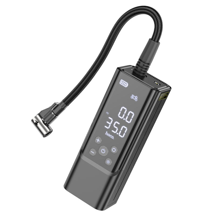 Автомобільний насос HOCO ZP7 Maddy portable smart air pump(5000mAh) Black (6942007614511)