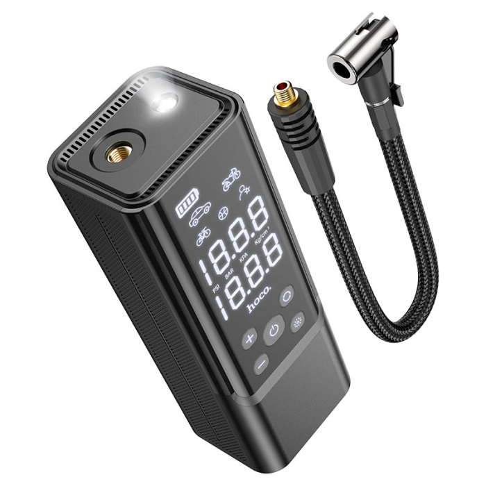 Автомобільний насос HOCO ZP7 Maddy portable smart air pump(5000mAh) Black (6942007614511)