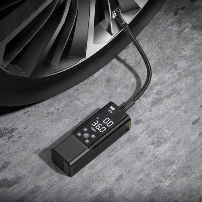 Автомобільний насос HOCO ZP7 Maddy portable smart air pump(5000mAh) Black (6942007614511)