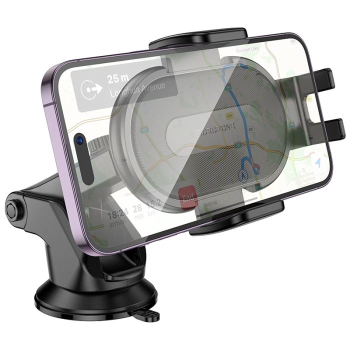 Автотримач для телефона BOROFONE BH134 Rio push-type car holder (center console) Black (6941991120671)