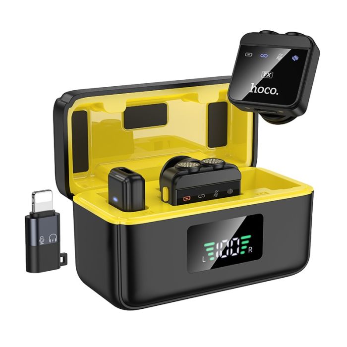 Бездротова мікрофонна система HOCO L17 magnetic dual-mic (iP/Type-C) Black (6942007645997)