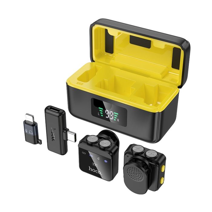 Бездротова мікрофонна система HOCO L17 magnetic dual-mic (iP/Type-C) Black (6942007645997)