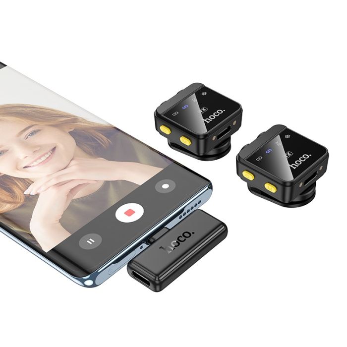 Бездротова мікрофонна система HOCO L17 magnetic dual-mic (iP/Type-C) Black (6942007645997)