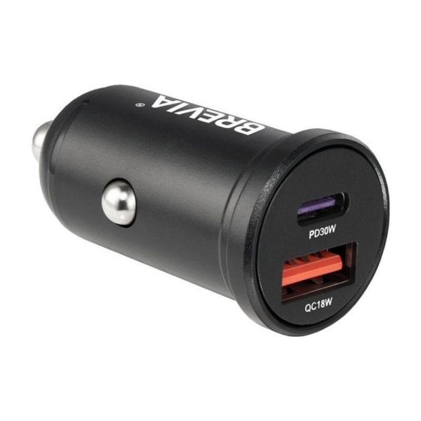 Зарядное устройство для авто Brevia ePower DualCharge 48W 1xUSB-C 1xUSB-A черный (46348CAB)