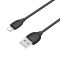 Кабель BOROFONE BX19 USB to iP 2.4A, 1m, PVC, TPE connectors, Black (6931474701756)