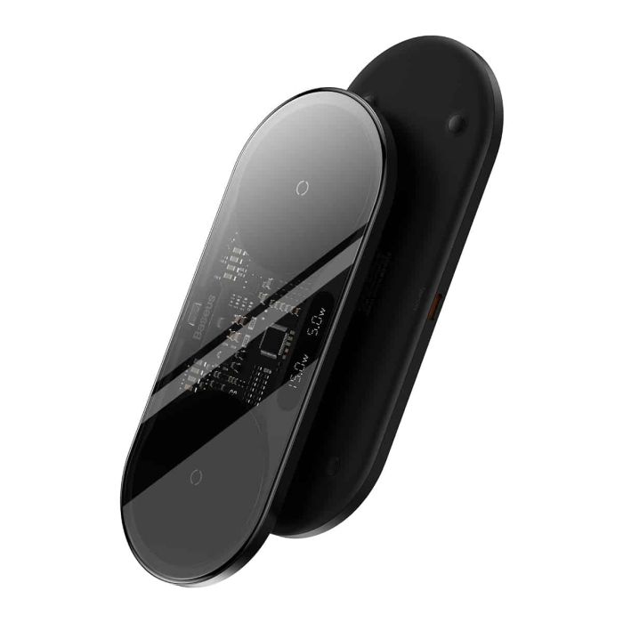 Бездротовий мультизарядний пристрій Baseus Digital LED Display 2in1 Wireless Charger 20W Black Universal version (WXSX010101)