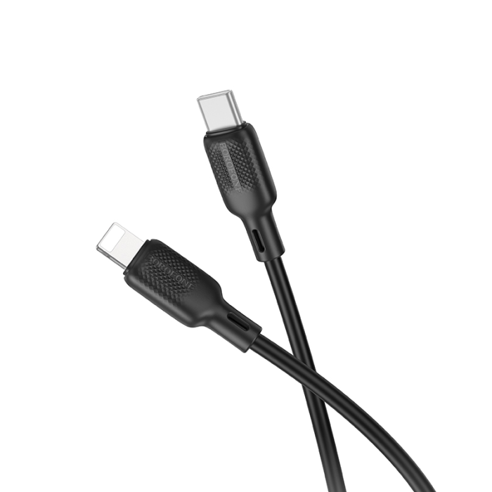 Кабель BOROFONE BX113 Lenny PD silicone charging data cable iP(L=1M) Black (6941991115370)