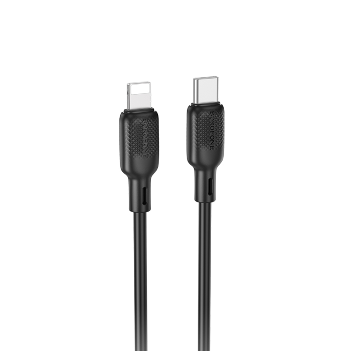 Кабель BOROFONE BX113 Lenny PD silicone charging data cable iP(L=1M) Black (6941991115370)