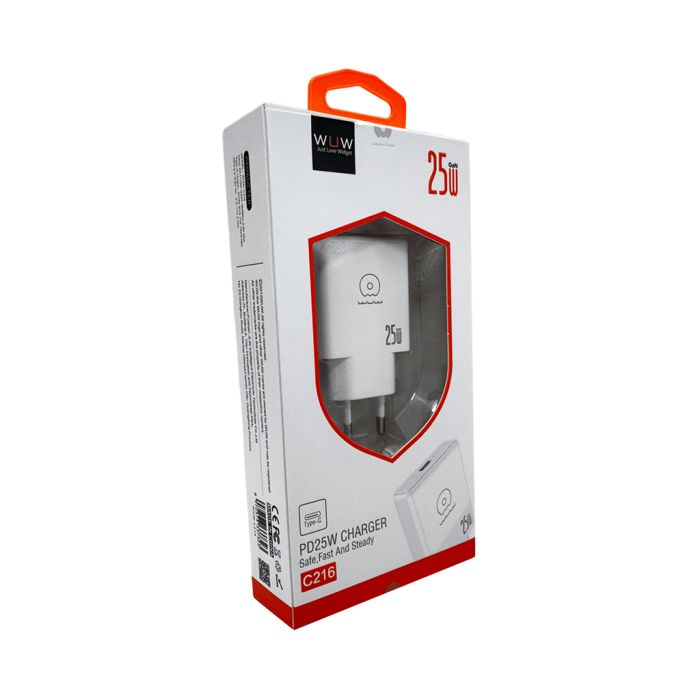 Мережевий зарядний пристрій WUW-C216 25W Gan ChargerUSB C white (C216)