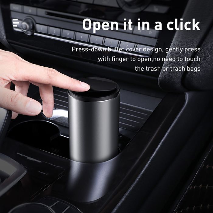 Автомобільний сміттєвий контейнер Baseus Gentleman Style Vehicle-mounted Trash Can（Bag1 roll/30）Dark gray (CRLJT-0G)