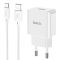Мережевий зарядний пристрій з кабелем HOCO C106A Leisure single port charger set(Type-C) White (6931474783912)