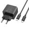 Мережевий зарядний пристрій з кабелем HOCO CS14A Ocean PD20W+QC3.0 charger set(Type-C to Type-C) Black (6942007603911)