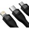 Кабель Baseus Flash Series Ⅱ One-for-three Fast Charging Data Cable USB to M+L+C 66W 1.2m Black (CASS040001)