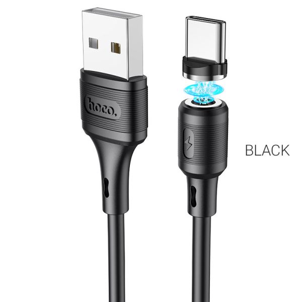 Кабель HOCO X52 USB to Type-C 3A, 1m, PVC, PVC connectors, magnetic, Black (6931474735546)