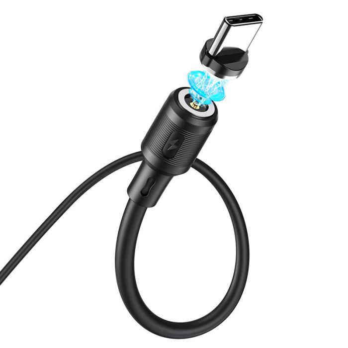 Кабель HOCO X52 USB to Type-C 3A, 1m, PVC, PVC connectors, magnetic, Black (6931474735546)