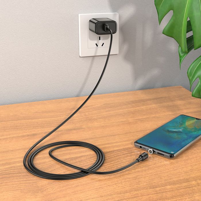 Кабель HOCO X52 USB to Type-C 3A, 1m, PVC, PVC connectors, magnetic, Black (6931474735546)