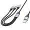 Кабель HOCO X102 Fresh 3-in-1 charging data cable (iP+Micro+Type-C) Black (6942007608794)