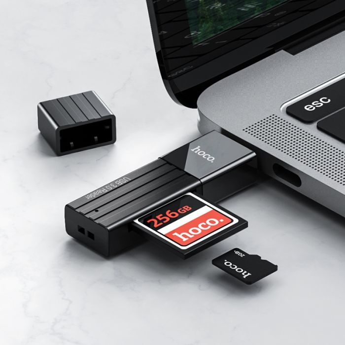 USB-хаб HOCO HB20 Mindful 2-in-1card reader(USB3.0) Black (6931474735218)