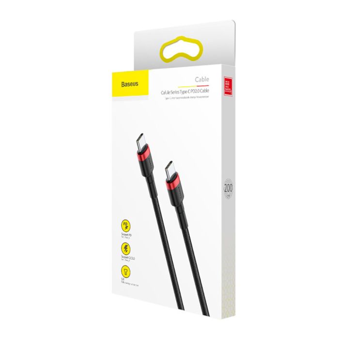 Кабель Baseus Cafule USB Cable Type-C-Type-C 3A 2m Red+Black (CATKLF-H91)
