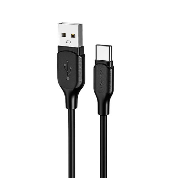 Кабель BOROFONE BX42 USB to Type-C 3A, 1m, silicone, TPE connectors, Black (6931474736765)