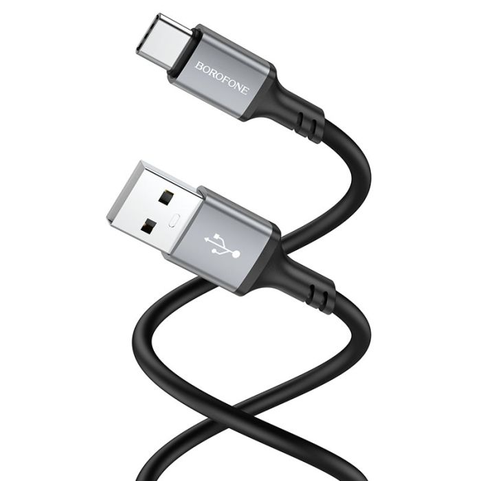 Кабель BOROFONE BX83 Type-C Famous silicone charging data cable Black (6974443386417)