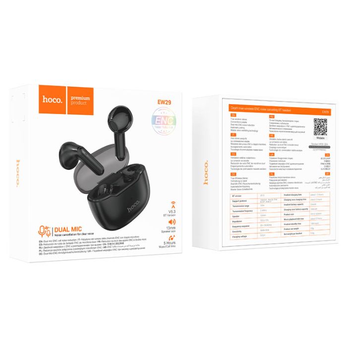 Бездротові навушники TWS HOCO EW29 Depth, ENC, Black (6931474781369)