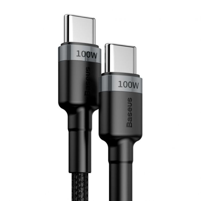 Кабель Baseus Cafule PD2.0 60W flash charging USB cableType-C-Type-C (20V 3A)2M Gray+Black (CATKLF-HG1)