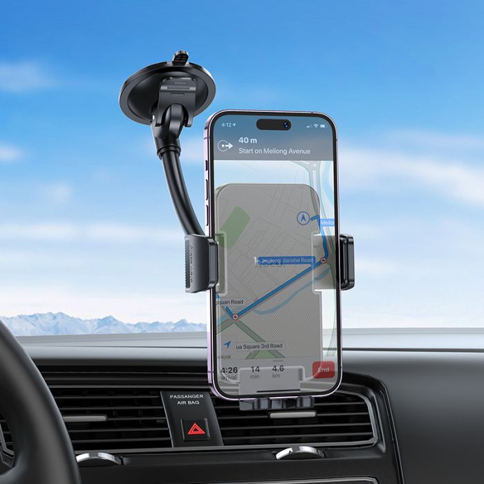 Автотримач для телефона HOCO H38 Cheetah car holder(windshield) Black (6942007617208)