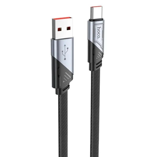 Кабель HOCO U119 USB to Type-C 5A, 1.2m, nylon, aluminum connectors, Black (6942007605007)