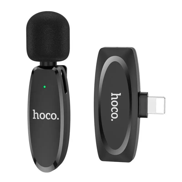Бездротова мікрофонна система HOCO L15 Crystal lavalier (Lightning) Black (6931474789020)