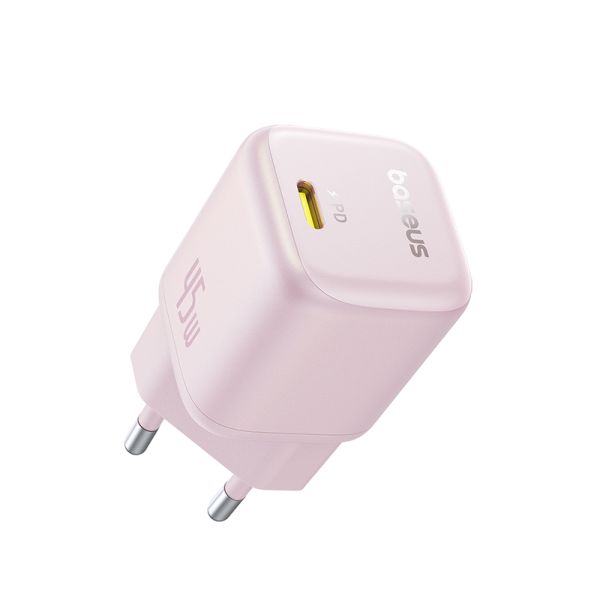 Мережевий зарядний пристрій Baseus PicoGo GaN Fast Charger 1C 45W EU Baby Pink (P10176800413-00)