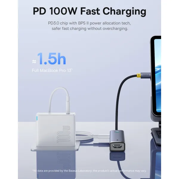 USB-хаб Baseus UltraJoy Series 7-Port HUB AIR Space Grey (Type-C to HDMI4K@60Hz*1+USB3.0*2+PD*1+SD/TF3.0*1+3.5mm*1) (B00052803811-02)