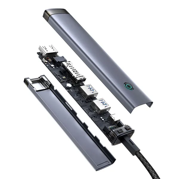 USB-хаб Baseus UltraJoy Series 7-Port HUB AIR Space Grey (Type-C to HDMI4K@60Hz*1+USB3.0*2+PD*1+SD/TF3.0*1+3.5mm*1) (B00052803811-02)