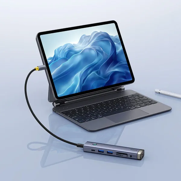 USB-хаб Baseus UltraJoy Series 7-Port HUB AIR Space Grey (Type-C to HDMI4K@60Hz*1+USB3.0*2+PD*1+SD/TF3.0*1+3.5mm*1) (B00052803811-02)