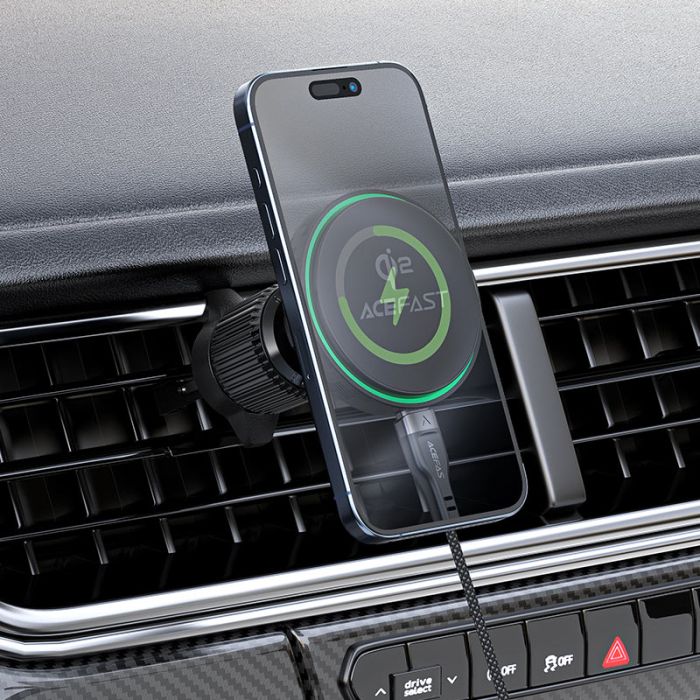 Автотримач для телефона з БЗП ACEFAST D33 Qi2 magnetic wireless charging car holder for air vent Black (6974316280293)