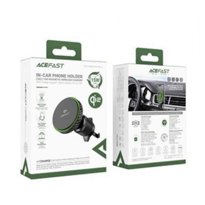 Автотримач для телефона з БЗП ACEFAST D33 Qi2 magnetic wireless charging car holder for air vent Black (6974316280293)