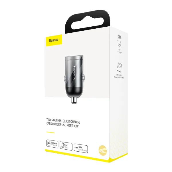Автомобільний зарядний пристрій Baseus Tiny Star Mini Quick Charge Car Charger USB Port 30W Gray (VCHX-A0G)