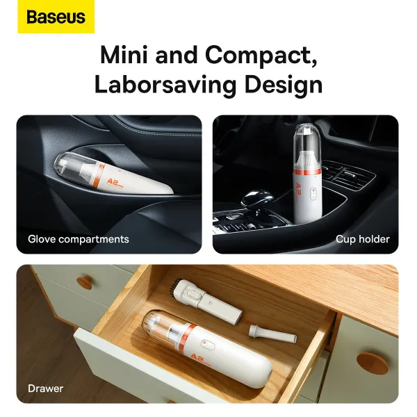 Автомобільний пилосос Baseus A2Pro Car Vacuum Cleaner(6000pa) White (VCAQ040002)