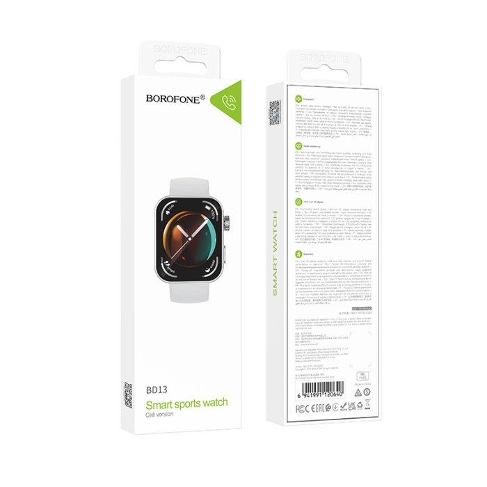 Смарт-годинник BOROFONE BD13 42mm. 230 mAh. Smart sports watch (call version) Silver (6941991120640)