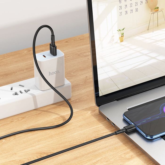 Кабель HOCO X83 USB to Micro 2.4A, 1m, PVC, PVC connectors, Black (6931474770882)